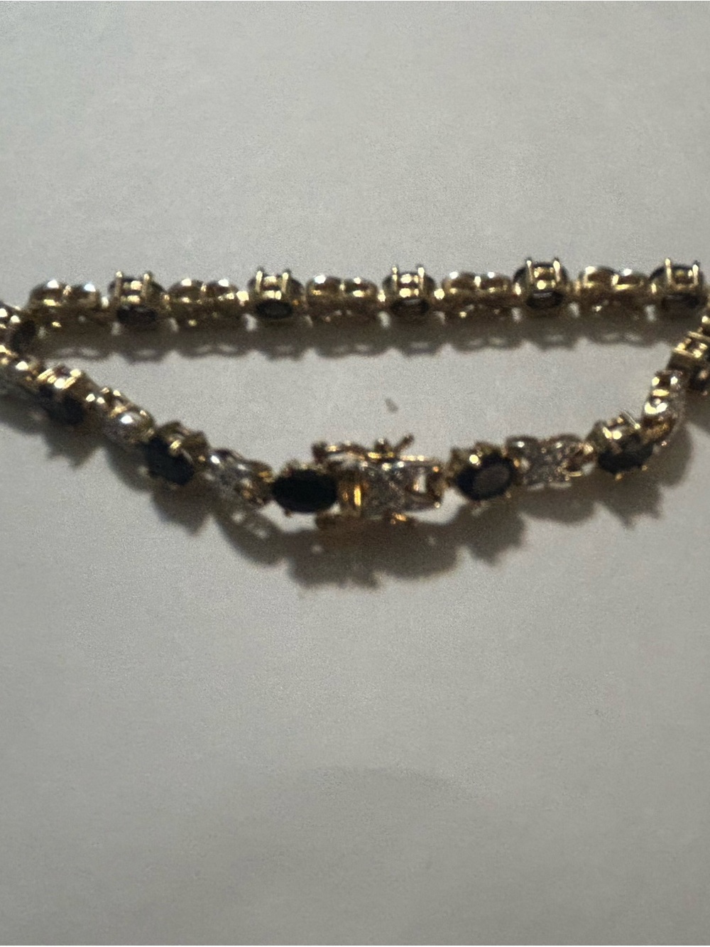 Vintage Gold Tone Black Stone XO Tennis Link Bracelet